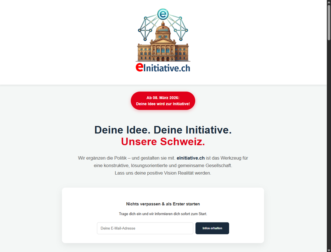 Ansicht der Webplattform eInitiative
